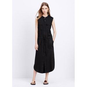 Vince Sleeveless Linen Blend Cargo Dress Black Size XS